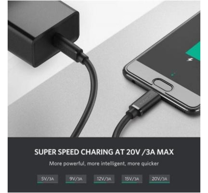 Ugreen Дата кабель USB-C to USB-C 2.0m US286 3A Black Ugreen (10306)
