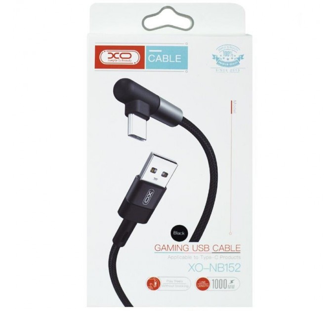 XO Кабель XO NB152 Elbow USB-USB Type-C 2.4A 1м White (6920680872503)
