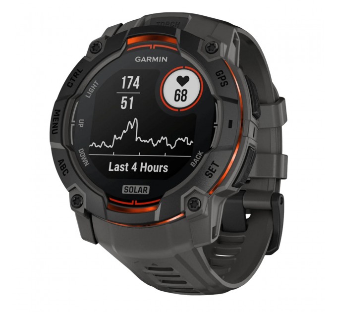 Garmin Смарт-годинник Garmin Instinct 3 50mm Solar Black with Charcoal Silicone Band (010-02935-40)