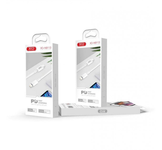 XO Кабель XO NB113 18W PD USB-C-Lightning, (M/M), 2A 1м White (6920680863846)