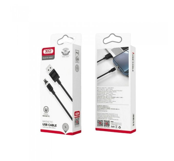 XO Кабель XO NB187 USB - Lightning, (M/M), 2.1A 1 м Black (6920680879632)
