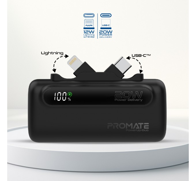 Promate Універсальна мобільна батарея Promate PowerUp-Duo 5000mAh 20W Black