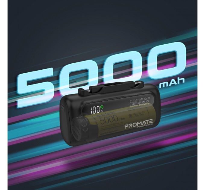 Promate Універсальна мобільна батарея Promate PowerUp-Duo 5000mAh 20W Black