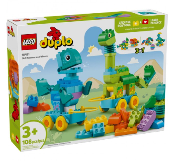 LEGO Конструктор LEGO DUPLO Динозаври на колесах 3 в 1 (10451)
