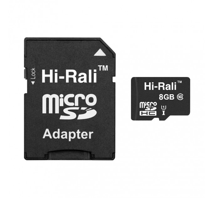 Карта пам`ятi MicroSDHC 8GB UHS-I Class 10 Hi-Rali + SD-adapter (HI-8GBSD10U1-01)