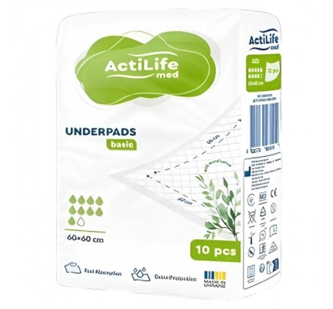 ActiLife Пелюшки для малюків ActiLife Med Basic 60 х 60, 10 шт (4820174981419)