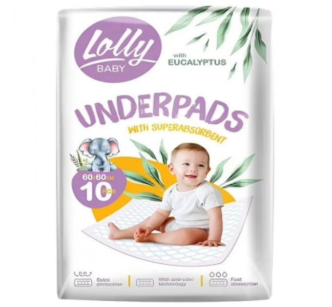 Lolly Пелюшки для малюків Lolly 60*60 см 10 шт (4820174981808)