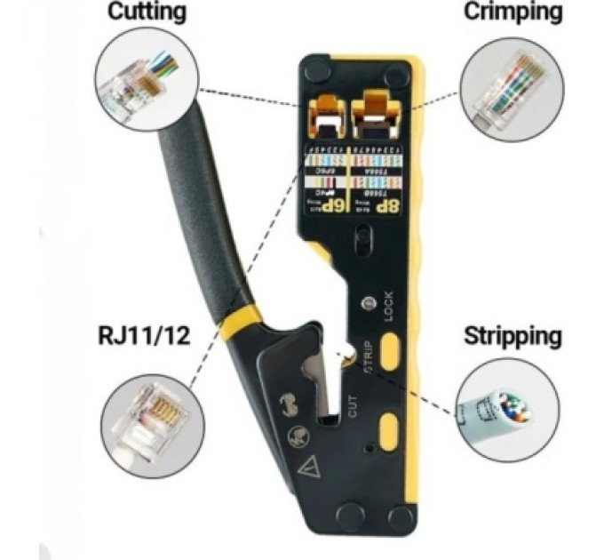 Eserver Інструмент Eserver RJ-45 (8P8C), RJ-12/11 (6P6C/6P4C), для прохідних конекторів (WT-4227B)