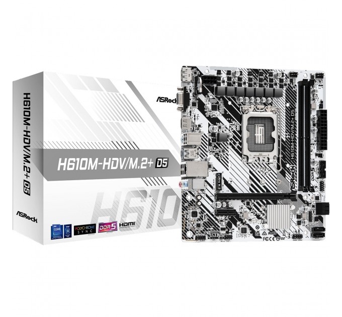 ASRock Материнська плата ASRock H610M-HDV/M.2+ D5 Socket 1700