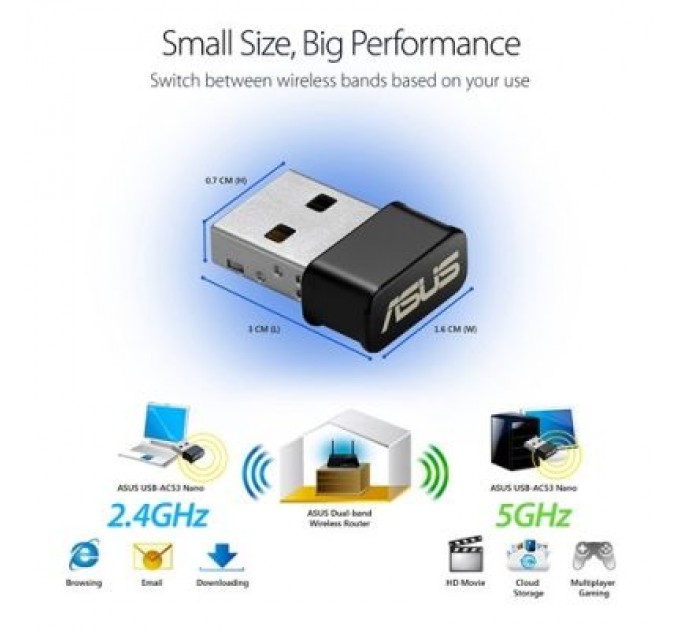 Мережева карта Wi-Fi ASUS USB-AC53 (90IG03P0-BM0R10)