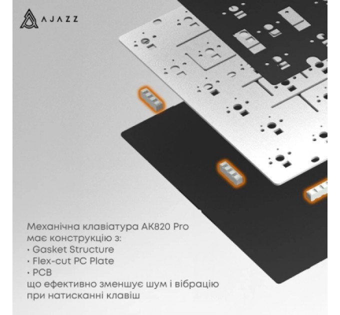 Клавіатура Ajazz AK820 Pro Gift Switch Purple RGB USB/Wireless/Bluetooth UA Purple (AK820PRO-G-PWB)