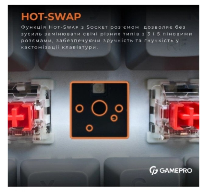 GamePro Клавіатура GamePro MK130G Pro Outemu Red Switch Hot-Swap 60 RGB USB/Wireless/Bluetooth Black (MK130G Pro)