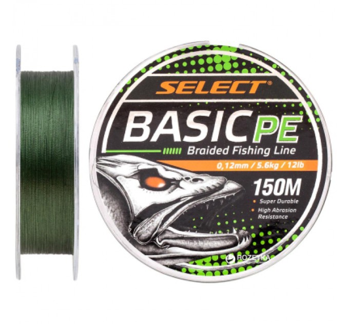 Шнур Select Basic PE 150m Dark Green 0.12mm 12lb/5.6kg (1870.18.22)