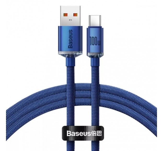 Кабель Baseus Crystal Shine USB - USB Type-C (M/M), 2.4A, 1.2 м Blue (6932172602819)