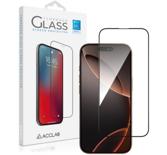 Скло захисне ACCLAB Full Glue Apple iPhone 16 Pro Black (1283126593277)