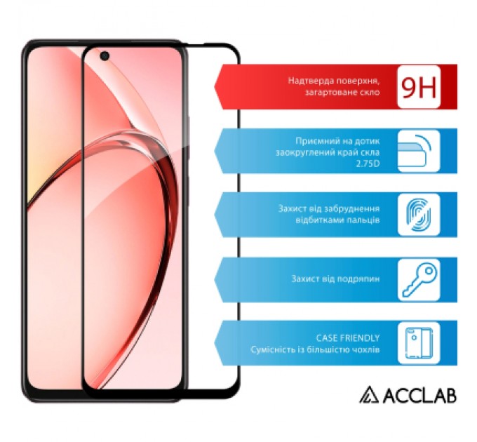 Скло захисне ACCLAB Full Glue Oppo A3x Black (1283126598890)