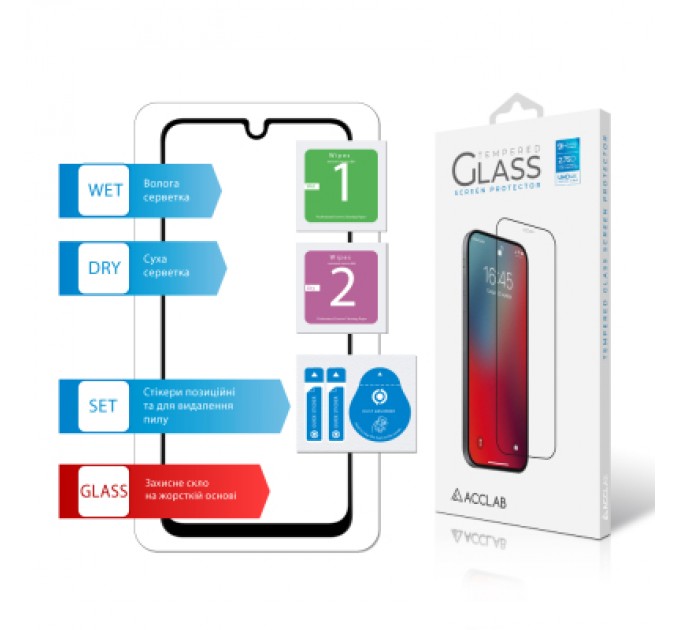 ACCLAB Скло захисне ACCLAB Full Glue Samsung A16 Black (1283126598821)