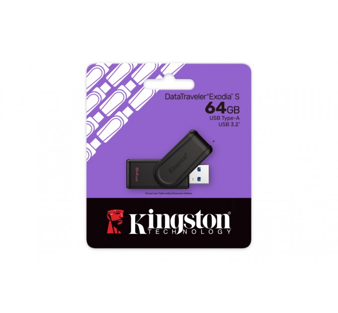 Kingston Флеш-накопичувач USB3.2 64GB Kingston DataTraveler Exodia S Black (DTXS/64GB)