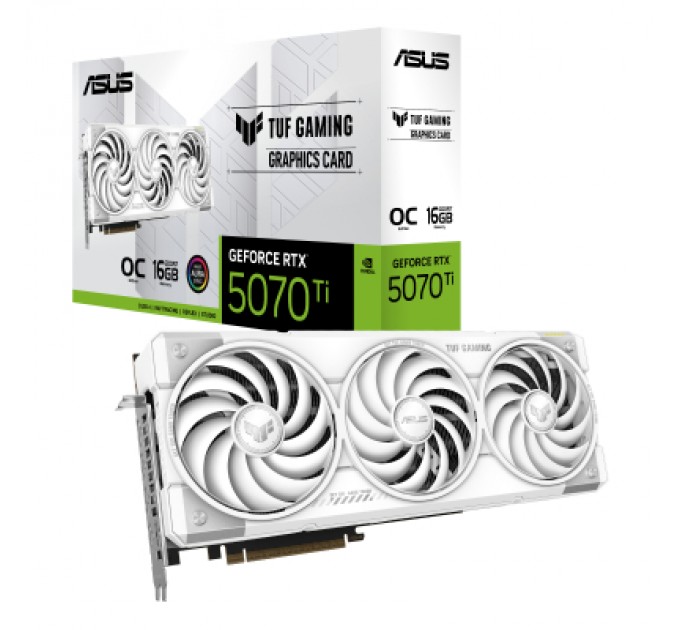 ASUS Відеокарта ASUS GeForce RTX5070 Ti 16GB TUF OC WHITE GAMING (TUF-RTX5070TI-O16G-WHITE-GAMING)