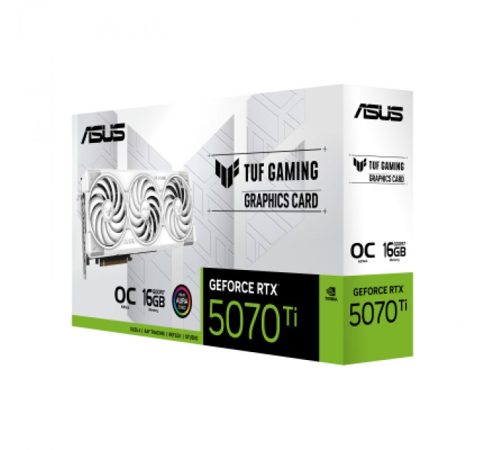 ASUS Відеокарта ASUS GeForce RTX5070 Ti 16GB TUF OC WHITE GAMING (TUF-RTX5070TI-O16G-WHITE-GAMING)