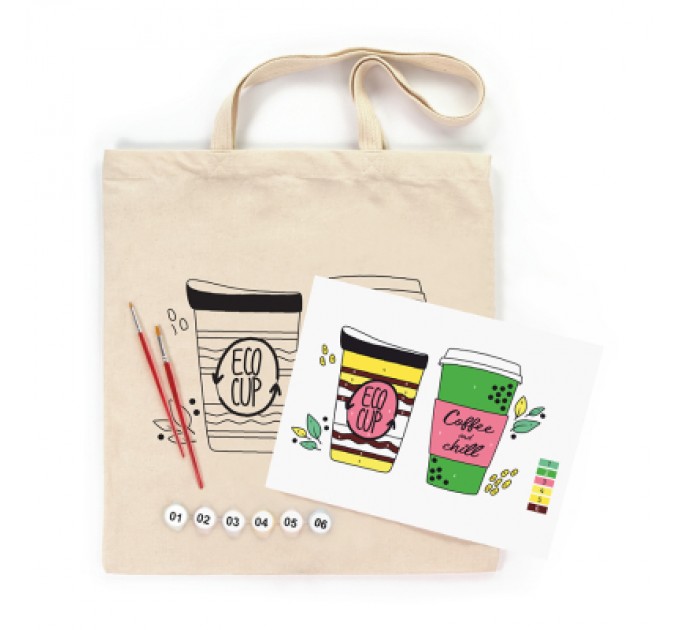 Rosa Набір для творчості Rosa Talent екосумка-розмальовка, Coffee Time 38х42 см (4823098544616)