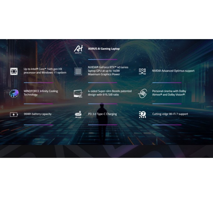 GIGABYTE Ноутбук Gigabyte Aorus 16X ASG 2024 (AORUS 16X ASG-63UAC64SD) Midnight Gray