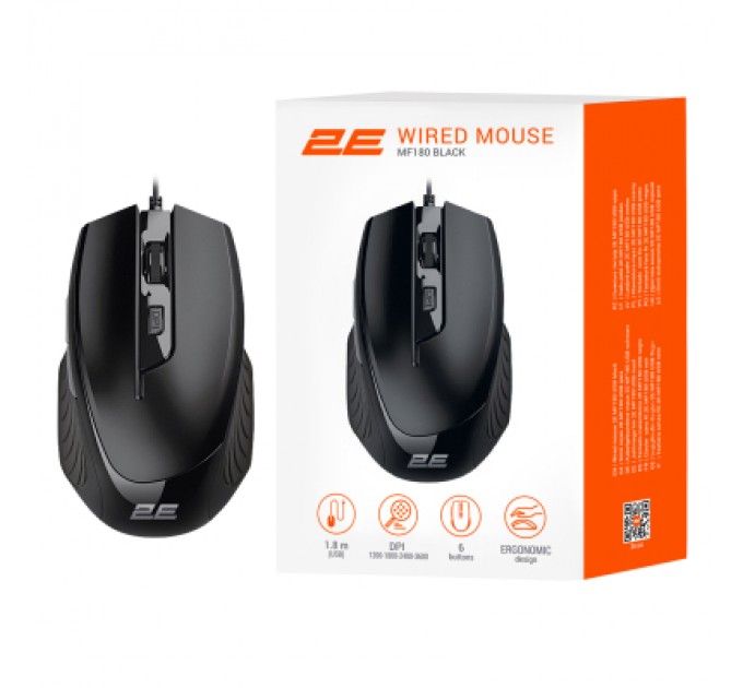 2E Мишка 2E MF180 USB Black (2E-MF180UB)