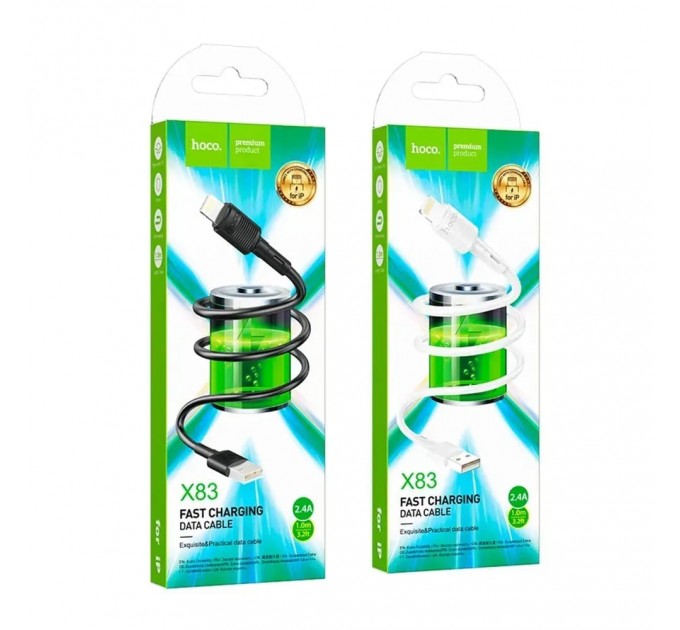 HOCO Кабель Hoco X83 USB - Lightning  (M/M), 1 м, Black (6931474770868)