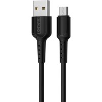 Дата кабель USB 2.0 AM to Micro 5P 1.0m 2A PVC BX16 black BOROFONE (6957531099499)