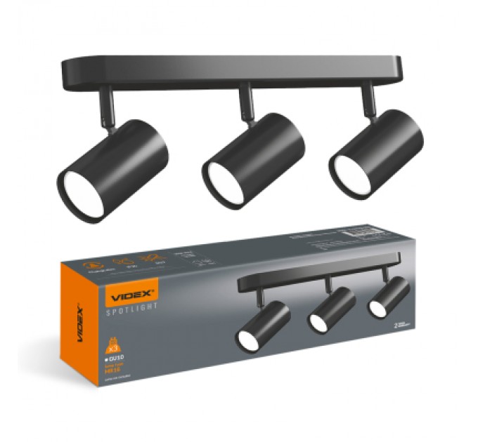 Videx Світильник точковий Videx під лампу 3xGU10 накладний поворотний (VL-SPF05B-WFB)