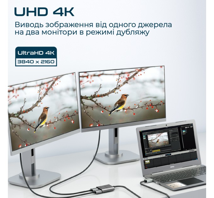 Promate Адаптер Promate HDMI - 2xHDMI (M/F) 1 м Black (mediasplit-h2.black)