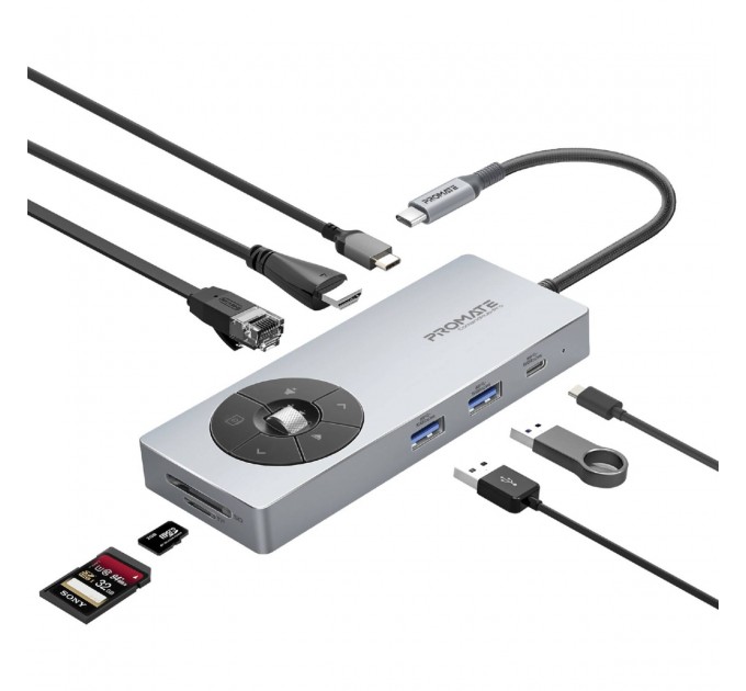 Promate USB-хаб Promate ComandHub-Pro USB Type-C Grey