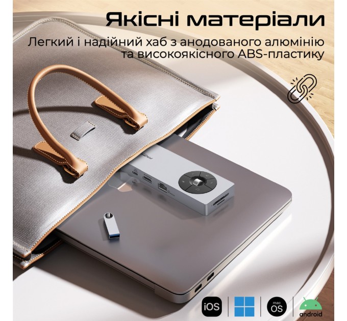 Promate USB-хаб Promate ComandHub-Pro USB Type-C Grey