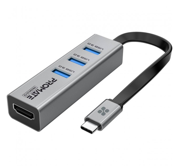 Promate USB-хаб Promate MediaHub-C3 USB Type-C Grey