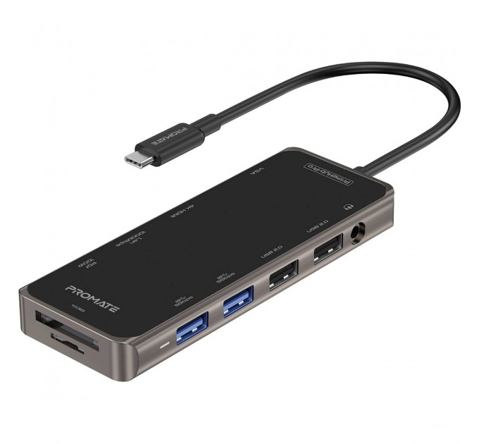 Promate USB-хаб Promate PrimeHub-Pro USB Type-C Grey
