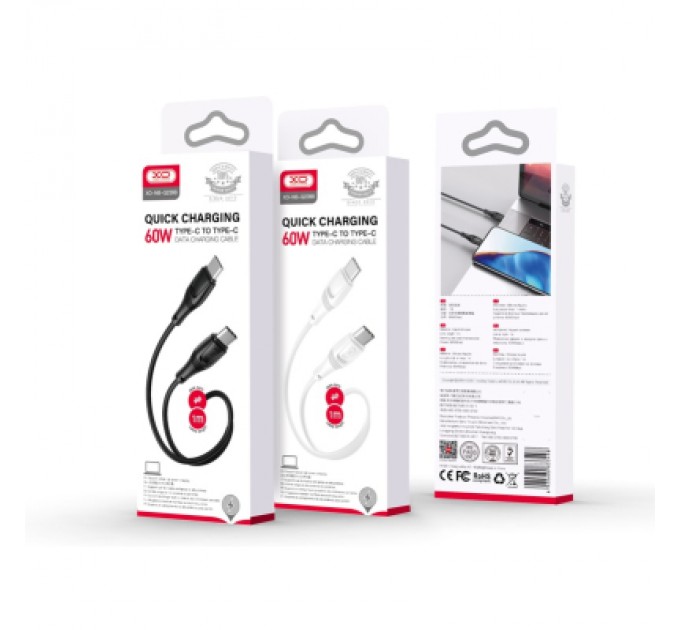 XO Дата кабель USB-C to USB-C 1.0m 60W High Elastic Zeus XO (NBQ239B_White)