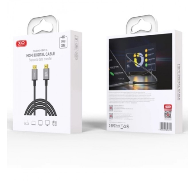 XO Кабель мультимедійний HDMI to HDMI 3.0m v2.0 black XO (GB017A-HDMI.tranish)