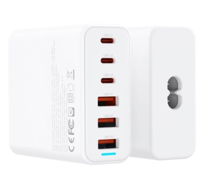 Зарядний пристрій XO L133 3xUSB-A + 3xUSB-C 75W White (L133.white)