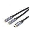 Vention Кабель Vention Audio 2x3.5 mm F - USB Type-C M, 0.3 m, Black (BGPHY)