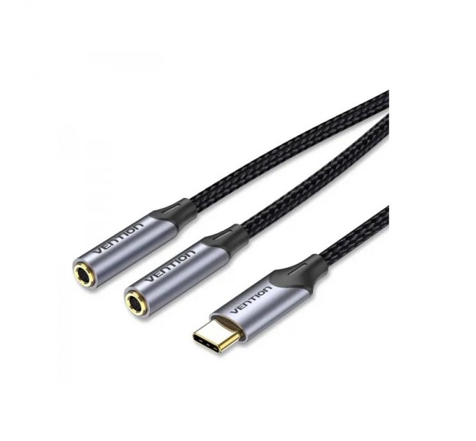 Vention Кабель Vention Audio 2x3.5 mm F - USB Type-C M, 0.3 m, Black (BGPHY)
