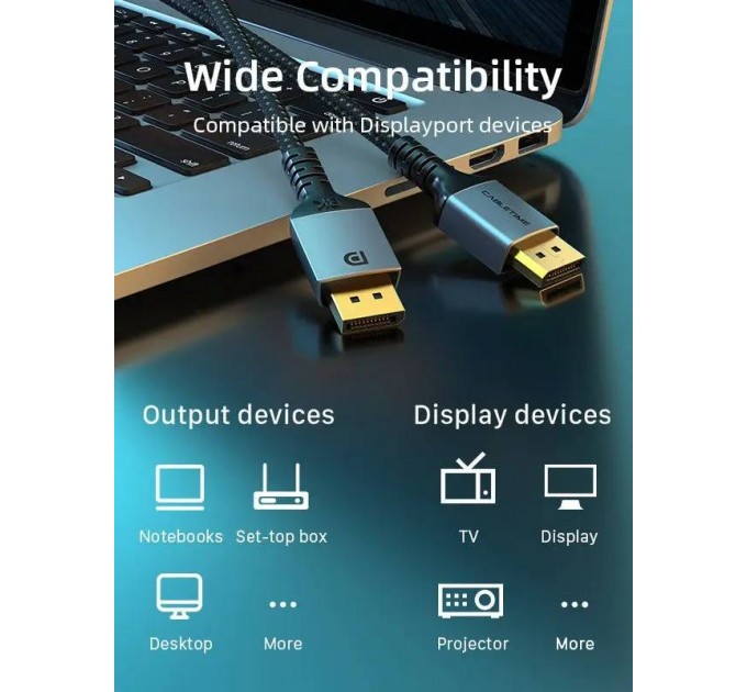 Кабель Cabletime DisplayPort - DisplayPort V 1.4 (M/M), 1 м Black (CD11H)
