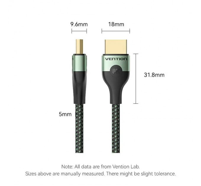 Кабель Vention HDMI - HDMI V 2.1 (M/M), 1,5 м, Green (ALOGG)