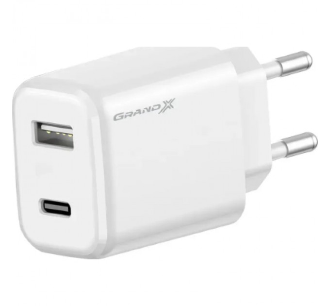 Зарядний пристрій Grand-X CH-890 Fast Charge 1xUSB-C PD20W + 1xUSB QC4.0 + AFC SCP FCP Black (CH-890)