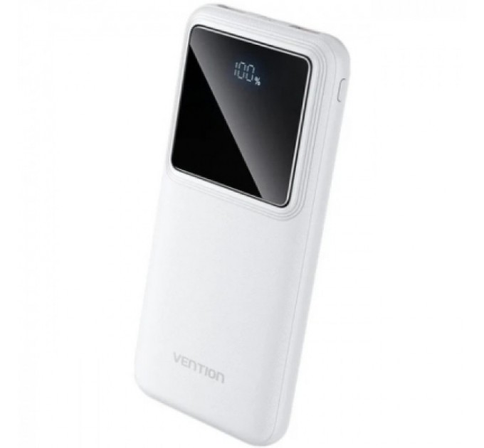 Батарея універсальна Vention 10000mAh 22.5W 3A PD, QC/3.0, LED Display, White (FHKW0)