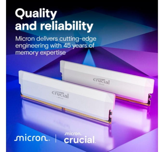 Micron Модуль пам'яті для комп'ютера DDR5 32GB (2x16GB) 6400 MHz Pro Overclocking White Micron (CP2K16G64C38U5W)