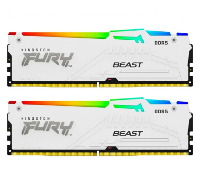 Модуль пам'яті для комп'ютера DDR5 32GB (2x16GB) 6000 MHz Beast RGB EXPO White Kingston Fury (ex.HyperX) (KF560C36BWE2AK2-32)