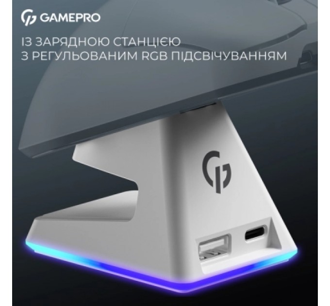 Мишка GamePro Asgard Thor Wireless/Bluetooth/USB White (GM023W)