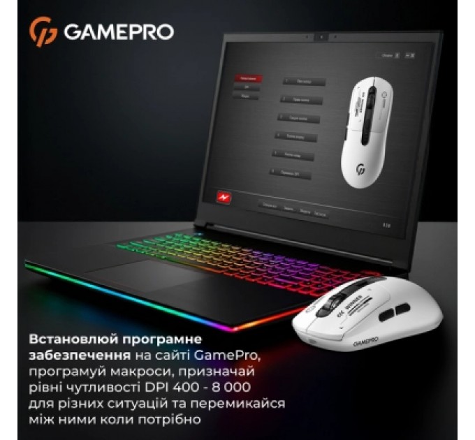 GamePro Мишка GamePro Genesis Winner Wireless/Bluetooth/USB White (GM079W)