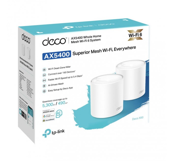 Домашня Mesh Wi-Fi система (2 шт у комплекті), арт. Deco X60(2-pack) TP-LINK