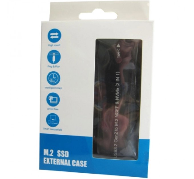 Dynamode Кишеня зовнішня Dynamode M.2 SSD NVMe/SATA combo USB3.2 GEN2 Type-C aluminium black (DM-CAD-SSD10)